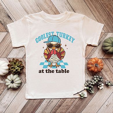 Coolest Turkey At The Table - Toddler Short Sleeve Graphic T-Shirt