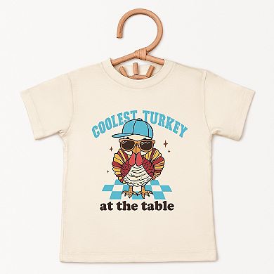 Coolest Turkey At The Table - Toddler Short Sleeve Graphic T-Shirt