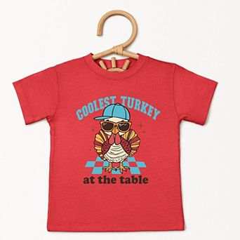 Coolest Turkey At The Table - Toddler Short Sleeve Graphic T-Shirt