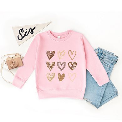 Brown Hearts Collage - Toddler Graphic Sweatshirt