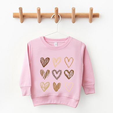 Brown Hearts Collage - Toddler Graphic Sweatshirt