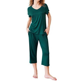 Ekouaer Pajamas for Women Set Pj Sets Pullover Tops & Capri Pants Two Piece Sleepwear Loungewear