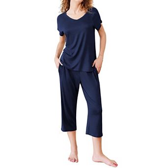 Ekouaer Pajamas for Women Set Pj Sets Pullover Tops & Capri Pants Two Piece Sleepwear Loungewear