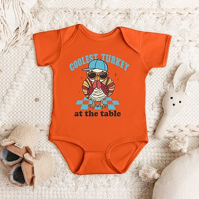 Coolest Turkey At The Table - Baby Short Sleeve Graphic Bodysuit