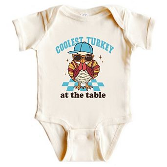Coolest Turkey At The Table - Baby Short Sleeve Graphic Bodysuit