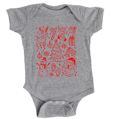 Christmas Chalk Icons - Baby Short Sleeve Graphic Bodysuit