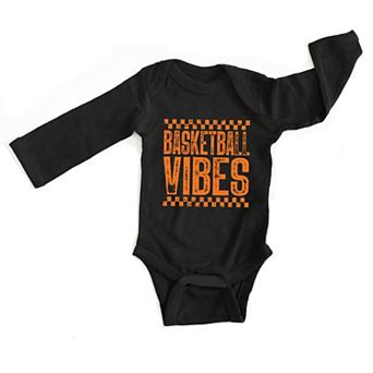 Basketball Vibes Checkered Distressed - Baby Long Sleeve Bodysuit