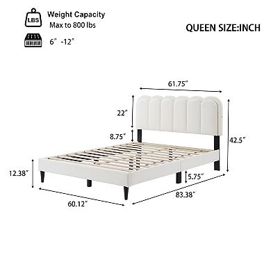 Lufeiya Full/Queen Upholstered Platform Bed Frame with Petal Headboard and LED Ambient Light