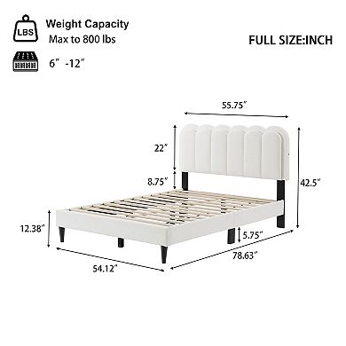Lufeiya Full/Queen Upholstered Platform Bed Frame with Petal Headboard and LED Ambient Light