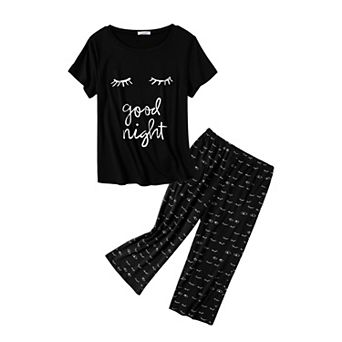 Ekouaer Women Pajama Set with Capri Pants Ultra Soft Lightweight Fun Prints Cozy Sleepwear