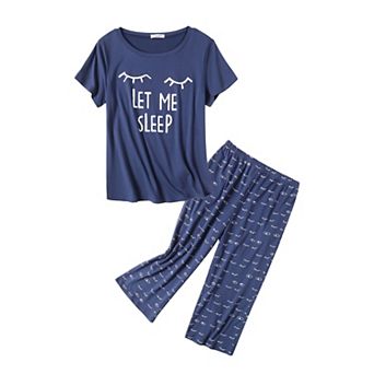 Ekouaer Women Pajama Set with Capri Pants Ultra Soft Lightweight Fun Prints Cozy Sleepwear