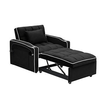 Lufeiya Convertible Sofa Bed Loveseat with Adjustable Backrest Pull Out Sleeper USB Port Holder