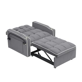 Lufeiya Convertible Sofa Bed Loveseat with Adjustable Backrest Pull Out Sleeper USB Port Holder