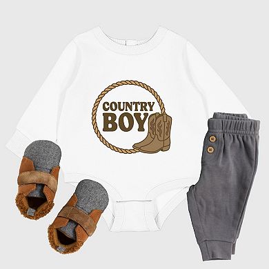 Country Boy Rope and Boots - Infant Fleece BodySuit