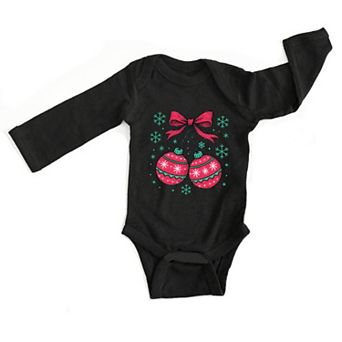 Christmas Ornaments Sketched Snowflakes - Baby Long Sleeve Bodysuit