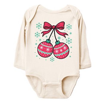 Christmas Ornaments Sketched Snowflakes - Baby Long Sleeve Bodysuit