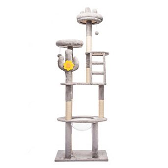 Heybly 72" Cactus Cat Tree for Indoor Cats with Transparent Capsule, Sisal Scratching Posts