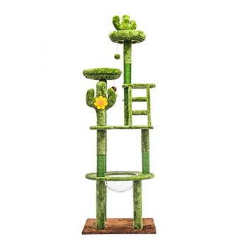 Heybly 72" Cactus Cat Tree for Indoor Cats with Transparent Capsule, Sisal Scratching Posts