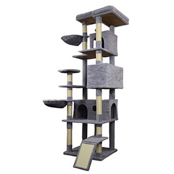 Heybly 84.6 Inch Multi-Level Cat Tree Tower with 3 Large Condos, 2 Hammocks,11 Sisal Scratching Post