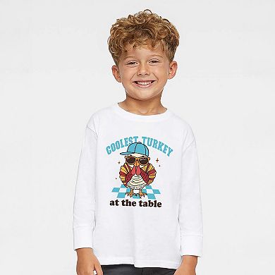 Coolest Turkey At The Table - Toddler Long Sleeve Graphic Tee