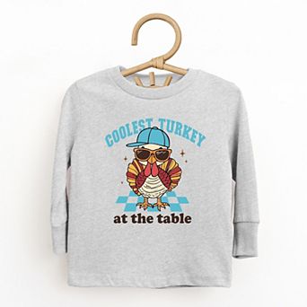 Coolest Turkey At The Table - Toddler Long Sleeve Graphic Tee