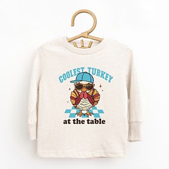Coolest Turkey At The Table - Toddler Long Sleeve Graphic Tee