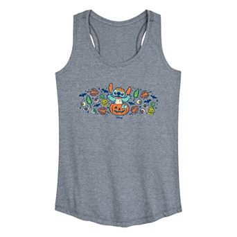 Women's Disney's Lilo & Stitch Pumpkin Florals Graphic Racerback Tank Top