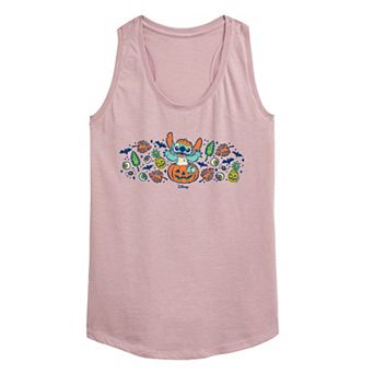 Women's Disney's Lilo & Stitch Pumpkin Florals Graphic Racerback Tank Top