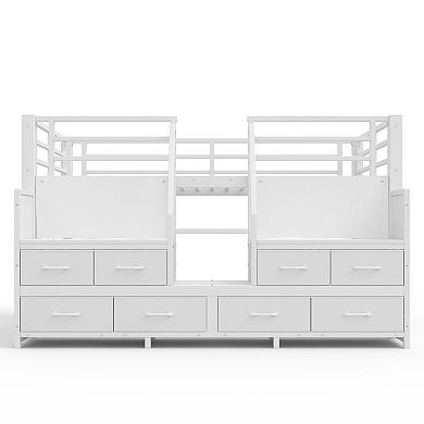 Heybly Twin Low Loft Bed with Storage Shelves & Fabric Drawers, Lights, No Box Spring Needed