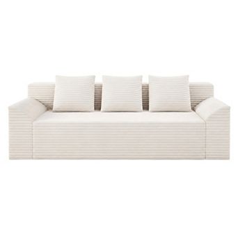 Lufeiya Corduroy Loveseat Sofa Couch with Button Tufting, Curved High Back, Dual-Layer Cushions