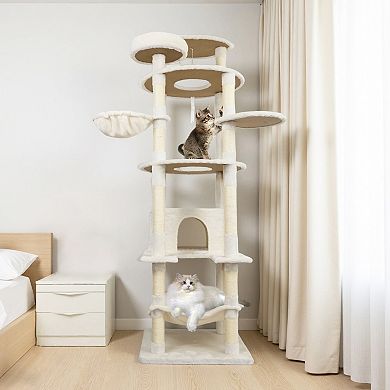 Heybly 78-Inch Cat Tree Tower for Indoor Cats with Large Condo, Big Hammock, Top Platform