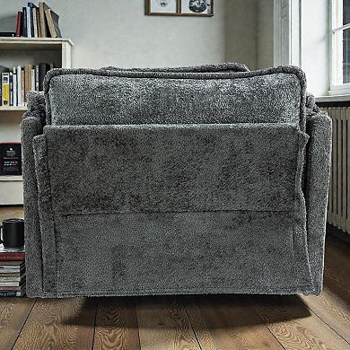 Lufeiya Upholstered Oversized Boucle Single Sofa Chair with Ottoman,Deep Seat