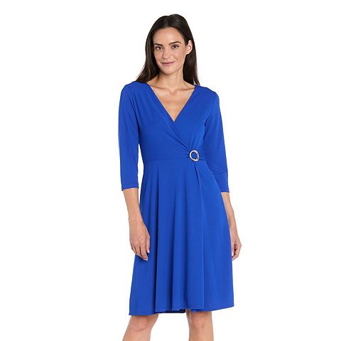 Женские платья R&M Petite R&M Richards Fit & Flare Faux Wrap Dress