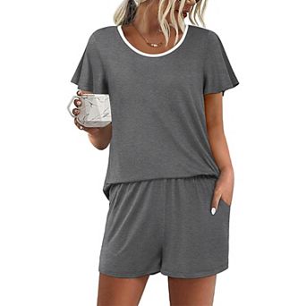 Ekouaer Womens Pajama Set Summer Short Sleeve Pjs Sleepwear Cute Two Piece Lounge Sets
