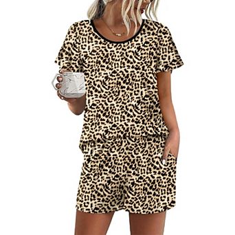 Ekouaer Womens Pajama Set Summer Short Sleeve Pjs Sleepwear Cute Two Piece Lounge Sets