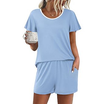 Ekouaer Womens Pajama Set Summer Short Sleeve Pjs Sleepwear Cute Two Piece Lounge Sets