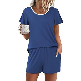 Ekouaer Womens Pajama Set Summer Short Sleeve Pjs Sleepwear Cute Two Piece Lounge Sets