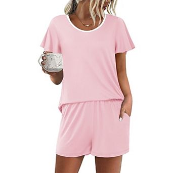 Ekouaer Womens Pajama Set Summer Short Sleeve Pjs Sleepwear Cute Two Piece Lounge Sets