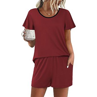 Ekouaer Womens Pajama Set Summer Short Sleeve Pjs Sleepwear Cute Two Piece Lounge Sets