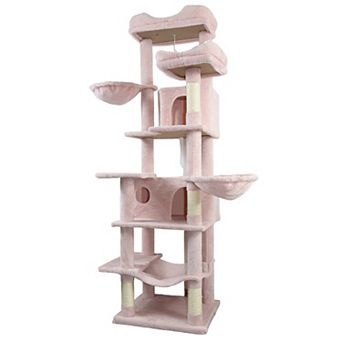 Heybly 68 Inch Multi-Level Cat Tree Tower with Hammocks, Hanging Basket, Cat Cave, Removable Cushion
