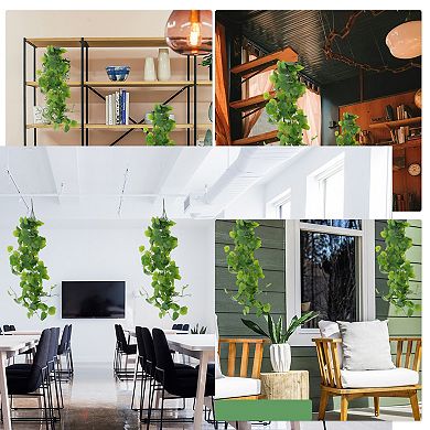 2 Pcs Artificial Hanging Ivy Plants for Home Decoration Green 41.3"