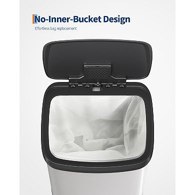 Stainless Steel Kitchen Trash Can, Step-On Pedal, Soft Close Lid, Rustproof Metal