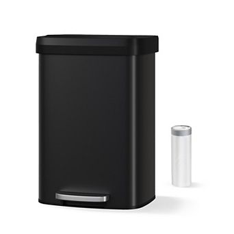 Stainless Steel Kitchen Trash Can, Step-On Pedal, Soft Close Lid, Rustproof Metal