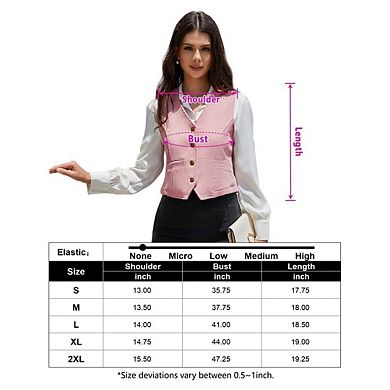 Women's Vintage V‑Neck Button Front Waistcoat Sleeveless Back Adjustable Vest