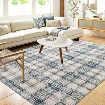 Red Rectangular Polyester Kitchen Bedroom Laundry Entryway Hallway Geometric Checkered Indoor