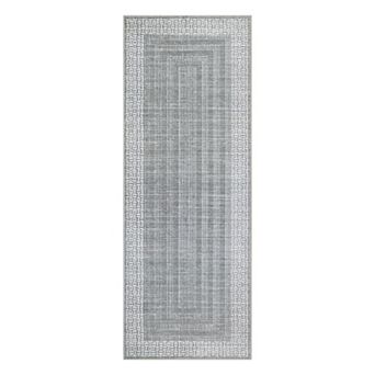 Washable Bordered Area Rug, Non Slip Stain Resistant, Low pile Carpet for Living Room, Bedroom