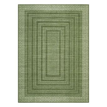Washable Bordered Area Rug, Non Slip Stain Resistant, Low pile Carpet for Living Room, Bedroom