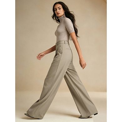 Women's Wide Leg Pants High Waisted Business Casual Work Trousers With Pockets