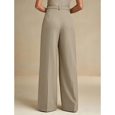 Women's Wide Leg Pants High Waisted Business Casual Work Trousers With Pockets