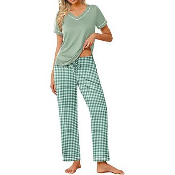 Ekouaer Women's Soft Lounge Pajama Set with Relaxed Fit Pants